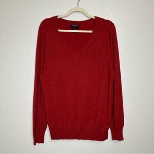 Lane Bryant Red Metallic V-neck Sweater
